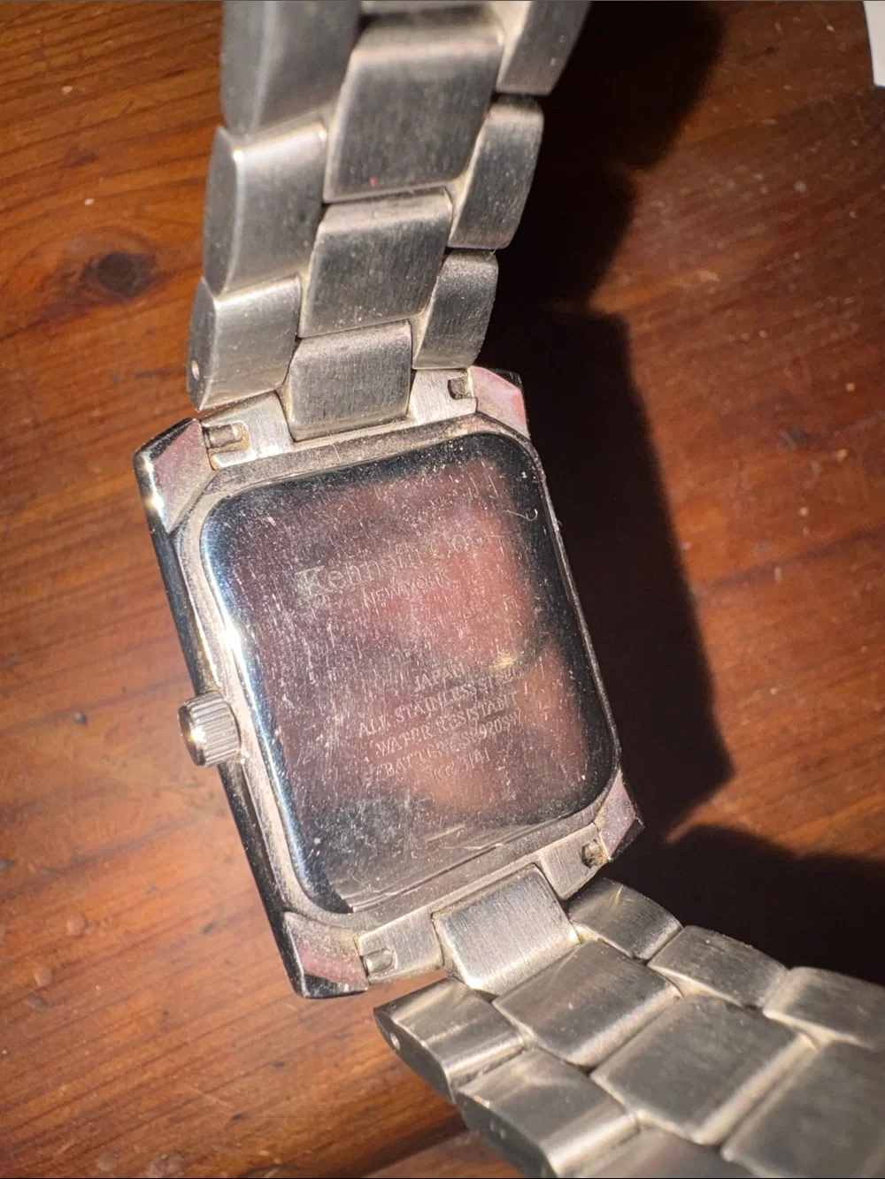 Men’s Kenneth Cole Silver Stainless Steel Watch with Black Face and Date Window